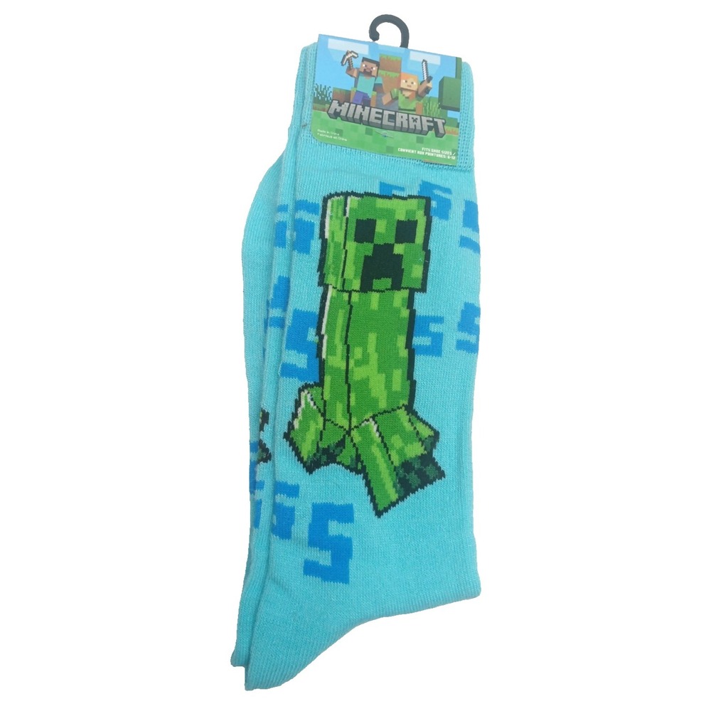 New Minecraft / Creeper Gamer Socks Fits Kid's Shoe Sizes 6-12